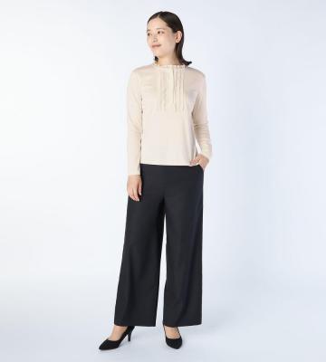 【Lサイズ】60/1スムースフリルカラーカットソー