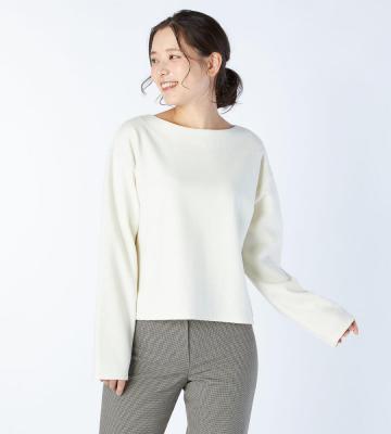 【Lサイズ】ウールジャージーボートネックカットソー