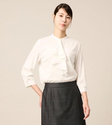 【Lサイズ】ストレッチシフォンブラウス