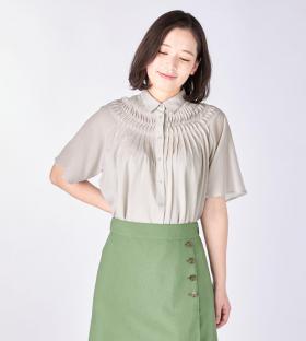 【Lサイズ】ウェービーローンハーフスリーブブラウス