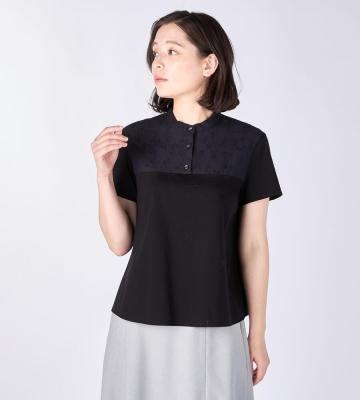 【Lサイズ】エンブロイダリーハーフスリーブカットソー