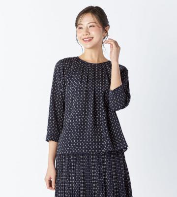 【返品交換送料無料対象/先行受注】【Lサイズ】ジオメトリックパターンブラウス＜1月下旬お届け予定＞