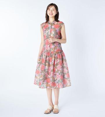 【返品交換送料無料対象/先行受注】【Lサイズ】ペインティングフラワーワンピース＜5月中旬お届け予定＞