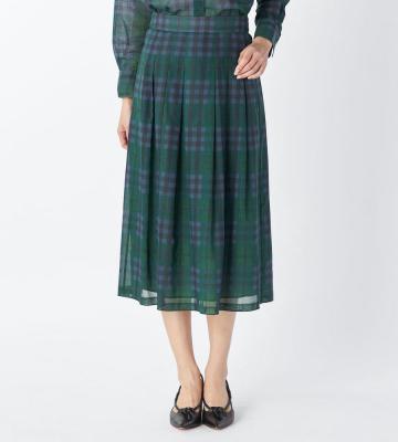 【返品交換送料無料対象/先行受注】【Lサイズ】オーガンジーキースチェックスカート＜3月上旬お届け予定＞