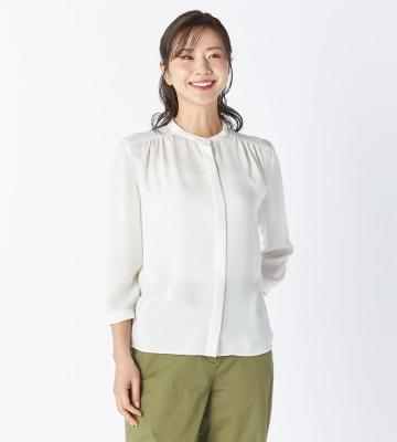 【返品交換送料無料対象/先行受注】【Lサイズ】ソフトサテンブラウス＜2月上旬お届け予定＞