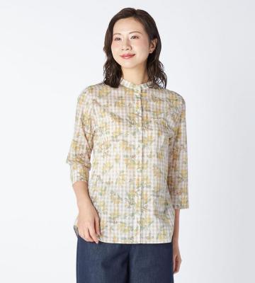 【返品交換送料無料対象/先行受注】【Lサイズ】ミモザパッチワークブラウス＜3月中旬お届け予定＞