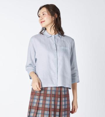 【返品交換送料無料対象/先行受注】【Lサイズ】６０／－リネンシャツブラウス＜3月下旬お届け予定＞