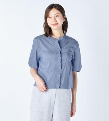 【返品交換送料無料対象/先行受注】【Lサイズ】シャイニーローンブラウス＜5月中旬お届け予定＞