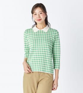 【Lサイズ】ギンガムチェックニットプルオーバー