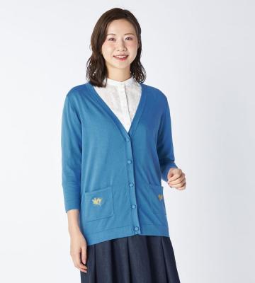 【返品交換送料無料対象/先行受注】【Lサイズ】Ｍｉｍｏｓａ　Ｍｏｔｉｆニットカーディガン＜3月中旬お届け予定＞