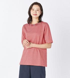 【返品交換送料無料/先行受注】【Lサイズ】ギンガムジャージーカットソープルオーバー＜4月中旬お届け予定＞