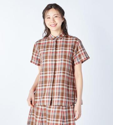 【返品交換送料無料対象/先行受注】【Lサイズ】マドラスチェックシャツブラウス＜5月下旬お届け予定＞