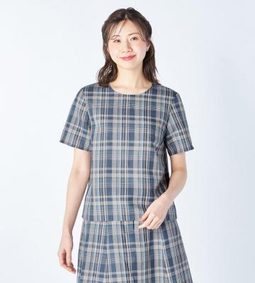 【返品交換送料無料対象/先行受注】【Lサイズ】マドラスチェックプルオーバーブラウス＜5月下旬お届け予定＞
