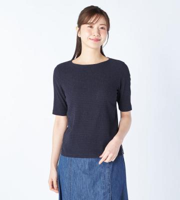 【返品交換送料無料対象/先行受注】【Lサイズ】シャーリングボーダーカットソー＜7月初旬お届け予定＞