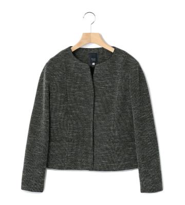 【50size～】ファンシーツィードノーカラージャケット