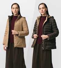 1枚で2倍楽しむ、リバーシブルダウン。ショートとロングでお選びいただけます。